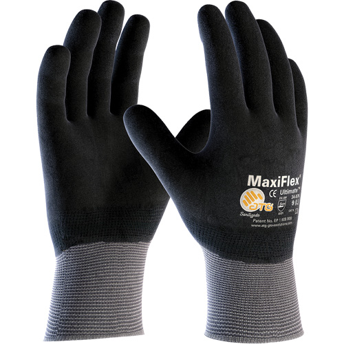 Gants compatibles avec les &eacute;crans tactiles ATG MaxiFlex Ultimate, Grand, R&ecirc;vetement Nitrile, Calibre 15, Enveloppe en Nylon/&eacute;lasthanne Equipex