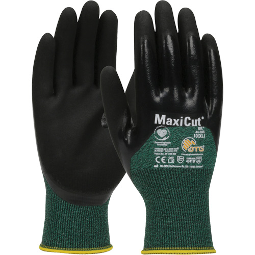 ATG MaxiCut&reg; Oil Cut-Resistant Gloves, Size Large, 15 Gauge, Nitrile Coated, Engineered Yarn Shell, ASTM ANSI Level A2/EN 388 Level 3/EN 388 Level B Equipex