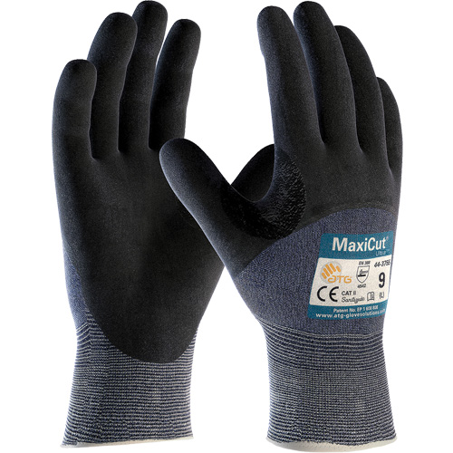 Gants r&eacute;sistants aux coupures en tricot sans couture ATG MaxiCut Ultra, Taille Grand, Calibre 15, Rev&ecirc;tement Nitrile, Enveloppe en Fil technique, ASTM ANSI niveau A3/EN 388 niveau 5/EN 388 niveau C Equipex
