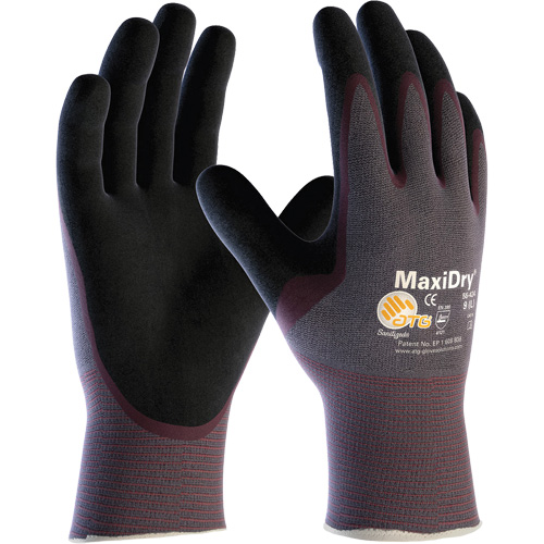 ATG MaxiDry&reg; Ultra Lightweight Seamless Gloves, Large, Nitrile Coating, 15 Gauge, Nylon/Elastane Shell Equipex