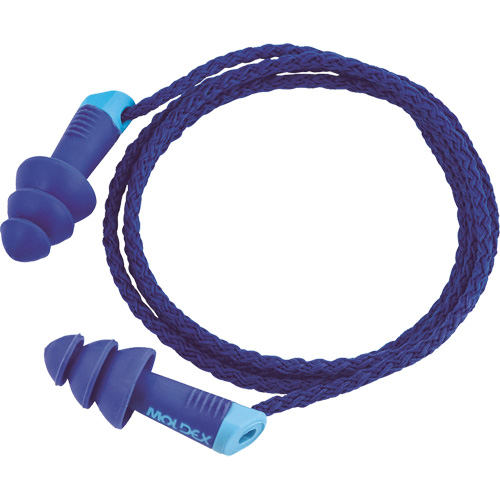 Alphas Metal Detectable Reusable Earplugs, Corded, One-Size, Bulk - Polybag, 27 NRR dB Equipex
