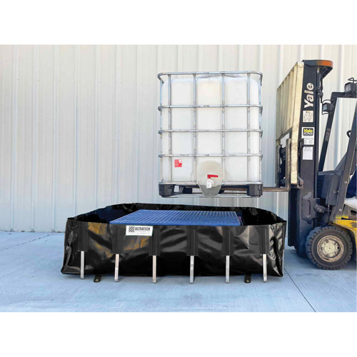 Ultra-IBC Berm&reg; Spill Berm, 400 US gal. Capacity, 6' W x 6' L x 18" H, L-Bracket Equipex