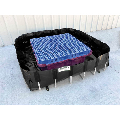 Ultra-IBC Berm&reg; Spill Berm, 400 US gal. Capacity, 6' W x 6' L x 18" H, L-Bracket Equipex