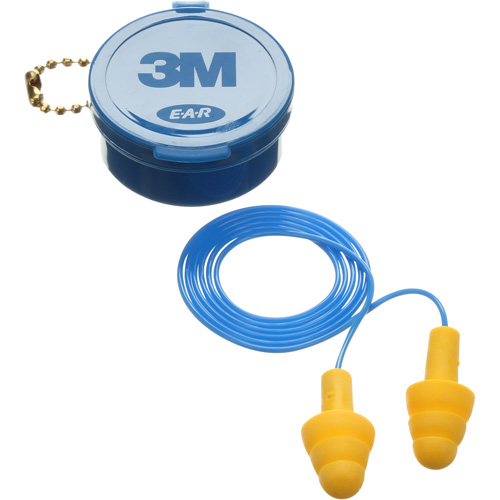 E-A-R Ultrafit Premolded Earplugs, Corded, Pair - Plastic Case, 25 dB NRR, One-Size Equipex