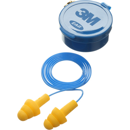 E-A-R Ultrafit Premolded Earplugs, Corded, Pair - Plastic Case, 25 dB NRR, One-Size Equipex