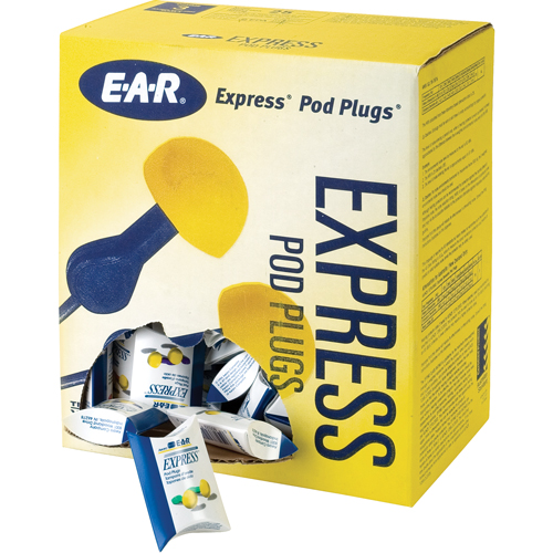 E-A-R Express Pod Plugs Earplugs, Uncorded, Bulk - Pillow Pack, 25 dB NRR, One-Size Equipex
