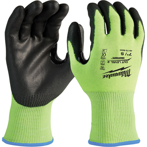 Gants haute visibilit&eacute; r&eacute;sistant aux coupures, Taille Petit, Calibre 15, Rev&ecirc;tement Nitrile/Polyur&eacute;thane, Enveloppe en Poly&eacute;thyl&egrave;ne, ANSI/ISEA 105 niveau 2 Equipex