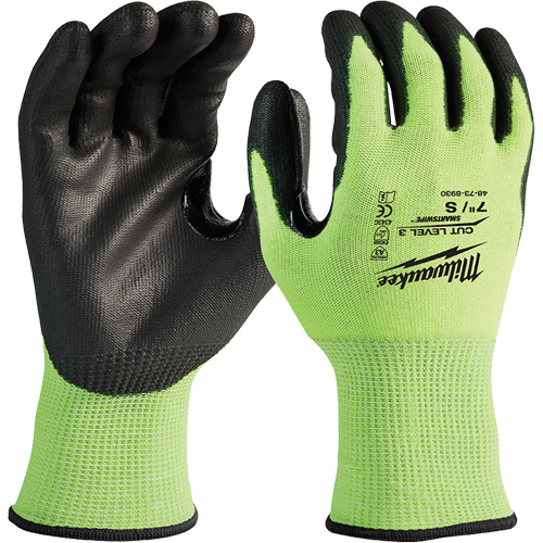 Gants haute visibilit&eacute; r&eacute;sistant aux coupures, Taille Petit, Calibre 15, Rev&ecirc;tement Nitrile/Polyur&eacute;thane, Enveloppe en Poly&eacute;thyl&egrave;ne, ANSI/ISEA 105 niveau 3 Equipex