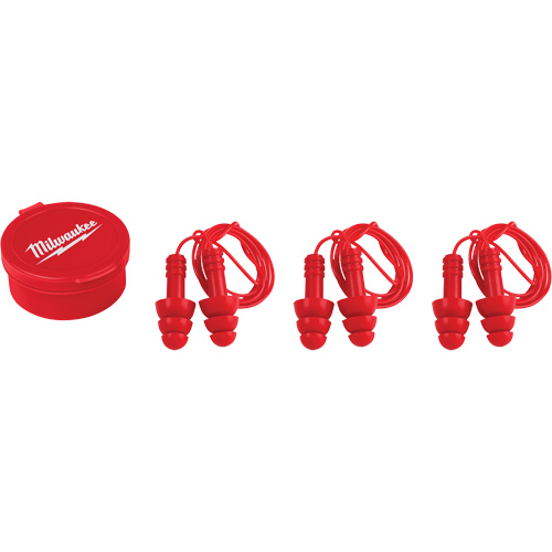 Reusable Ear Plugs, Corded, Pair - Plastic Case, 26 dB NRR, One-Size Equipex