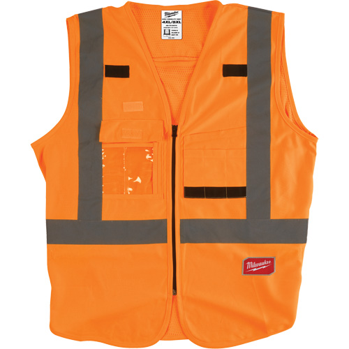 Safety Vest, High Visibility Orange, 4X-Large/5X-Large Equipex