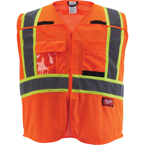 Veste de s&eacute;curit&eacute; pour signaleur, Orange haute visibilit&eacute;, Moyen/Petit Equipex