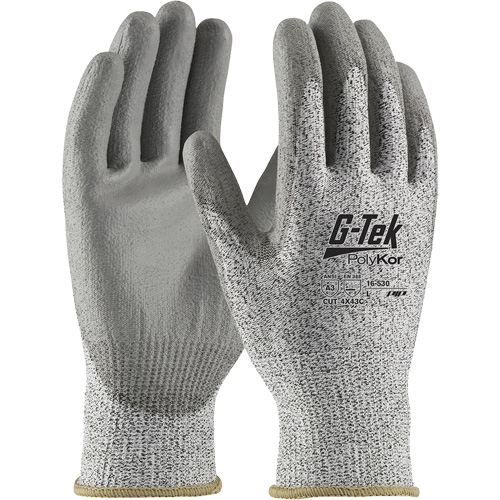 Gants r&eacute;sistants aux coupures G-Tek PolyKor, Taille T-petit, Calibre 13, Rev&ecirc;tement Polyur&eacute;thane, Enveloppe en Fil technique, ANSI/ISEA 105 niveau 3 Equipex