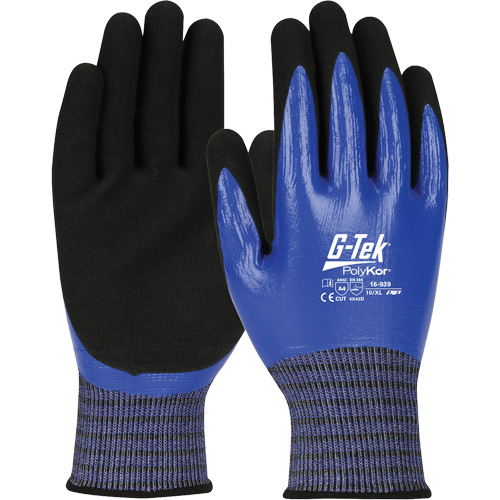 Gants r&eacute;sistants aux coupures G-Tek PolyKor X7, Taille Petit, Calibre 18, Rev&ecirc;tement Nitrile, Enveloppe en Fil technique, ANSI/ISEA 105 niveau 4 Equipex