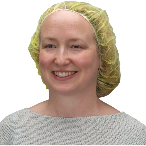 Bouffant Caps, Polypropylene, 21", Yellow Equipex