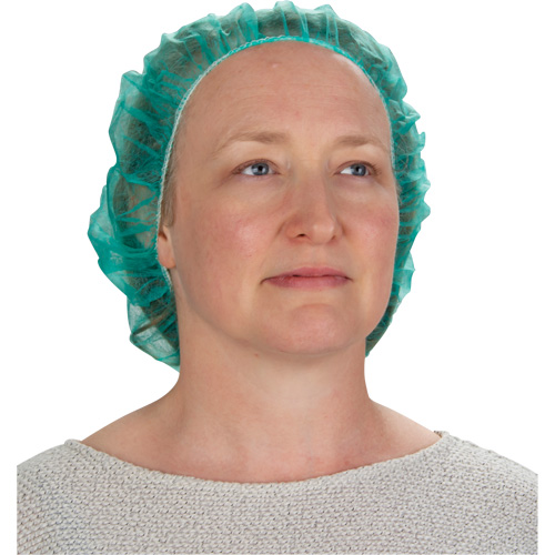 Bouffant Caps, Polypropylene, 21", Green Equipex
