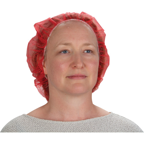Bouffant Caps, Polypropylene, 24", Red Equipex