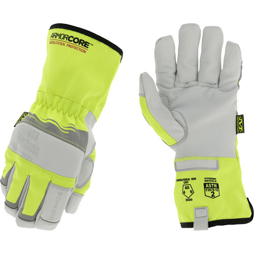 Gants de protection haute visibilit&eacute; contre les &eacute;pingles, Taille Petit, Rev&ecirc;tement Polyur&eacute;thane, Enveloppe en DuraHide, ASTM ANSI niveau A5 Equipex