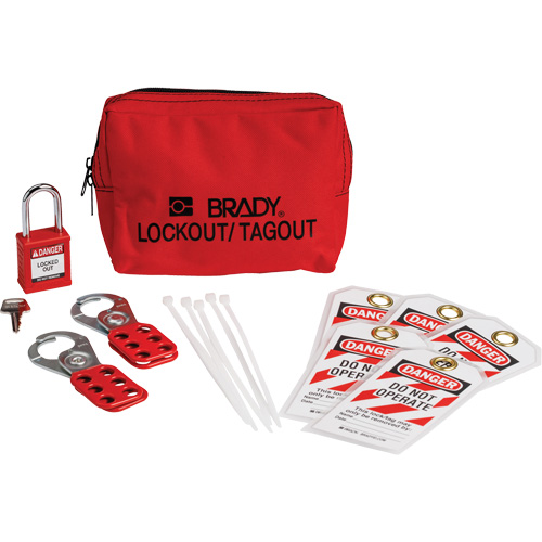 Lockout Tagout Kit with Nylon Safety Padlock in Pouch, Electrical Kit, 14 Components Equipex