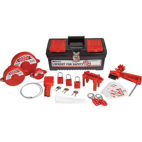 Lockout Tagout Kit with Aluminum Safety Padlocks in Toolbox, Valve Kit, 32 Components Equipex
