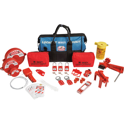Lockout Tagout Kit with Nylon Safety Lockout Padlocks in Duffel Bag, Electrical/Valve Kit, 31 Components Equipex