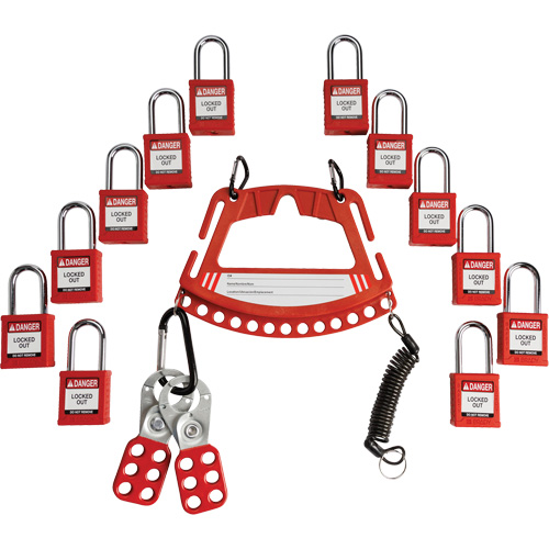 Lock & Tag Carrier with Keyed Different Nylon Safety Lockout Padlocks Equipex
