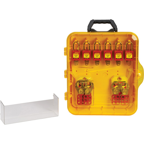 Station de cadenassage avec cadenas de s&eacute;curit&eacute; en nylon &agrave; cl&eacute; utilisant des cl&eacute;s diff&eacute;rentes, Cadenas Plastique, Capacit&eacute; de 12, Cadenas Compris Equipex