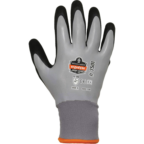 ProFlex 7501 Coated Waterproof Winter Work Gloves, Small, Nitrile/Latex Coating, 10/15 Gauge, Polyester Shell Equipex