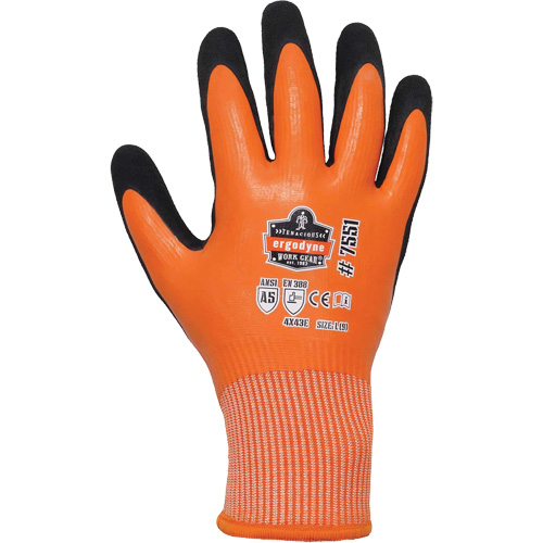 ProFlex 7551 Coated Cut-Resistant Winter Work Gloves, Size Small, 10/13 Gauge, Nitrile/Rubber Latex Coated, HPPE Shell, ASTM ANSI Level A5/EN 388 Level E Equipex