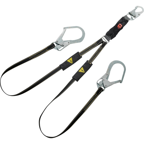 V-Series Welding Energy Absorbing Lanyard, 6', Rebar Hook Center, Snap Hook Leg Ends, Kevlar&reg;/Metal/Nylon Equipex