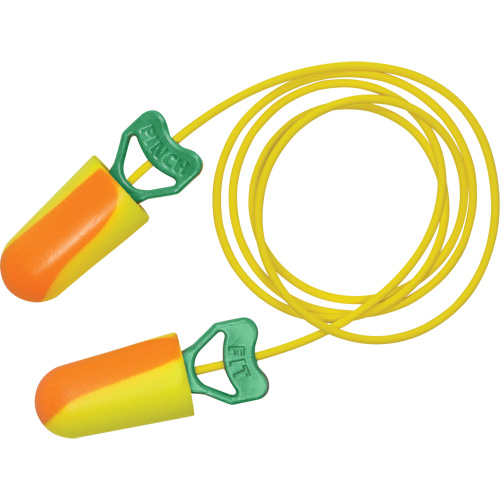 Bouchons d'oreilles biosourc&eacute;s PinchFit BioSoft, Vrac - Boîte, Avec cordon Equipex