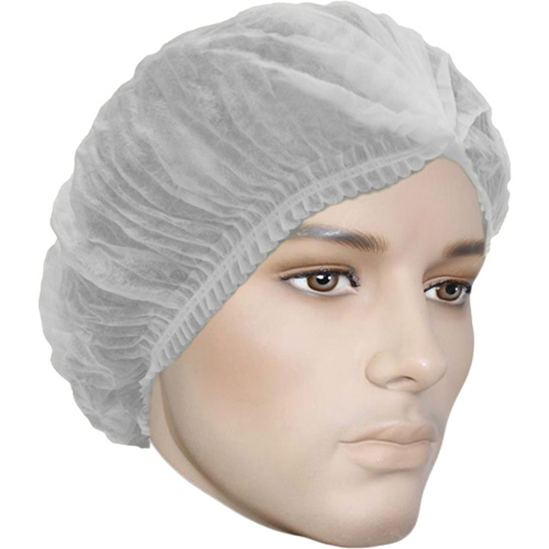 Bonnet bouffant pliss&eacute; Cova-Cap, Polypropyl&egrave;ne, 21", Blanc Equipex