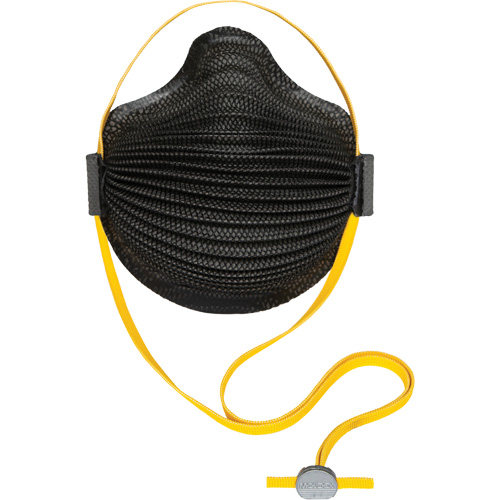 Masques jetables AirWave de la s&eacute;rie M noirs avec SmartStrap et bride compl&egrave;te en mousse, N95, Certifi&eacute; NIOSH, Moyen/grand Equipex