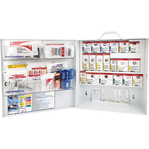 Armoire pour premiers soins SmartCompliance, R&eacute;pond &agrave; la norme CSA Z1220-17 type 3 environnements &agrave; haut risque, Petit (2-25 travailleurs) Equipex
