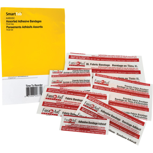 SmartCompliance&reg; Refill Adhesive Bandages, Assorted, Fabric/Plastic, Non-Sterile Equipex