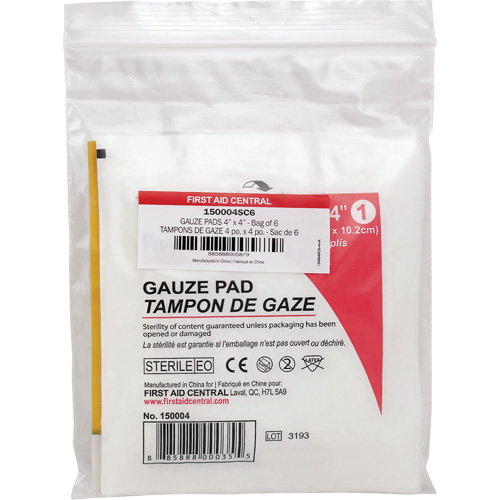 SmartCompliance&reg; Refill Gauze, Pad, 4" L x 4" W, Sterile, Medical Device Class 1 Equipex