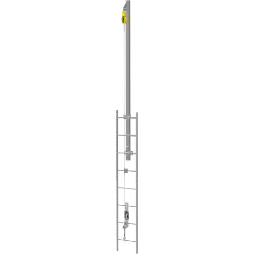 Ensemble de c&acirc;bles de s&eacute;curit&eacute; pour &eacute;chelle verticale Latchways avec avec potence de rallonge pour &eacute;chelle verticale SRL, Acier inoxydable Equipex