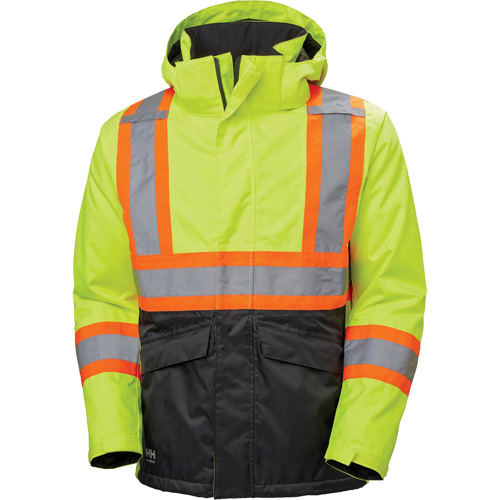 Alta Winter Jacket, Polyester, Black/High Visibility Lime-Yellow, Small Equipex