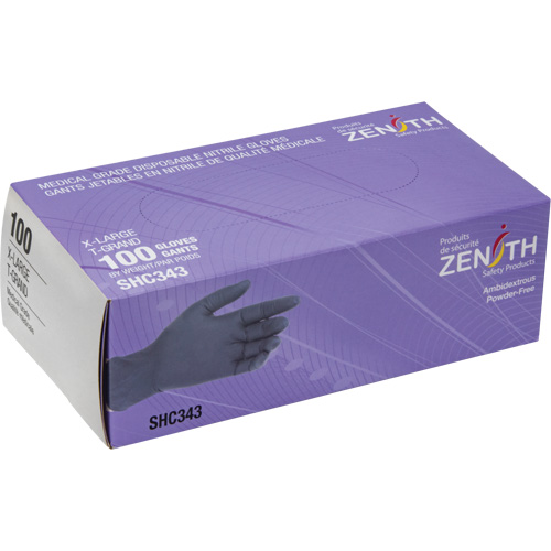 Medical Grade Disposable Gloves, X-Large, Nitrile, 6-mil, Powder-Free, Black, Class 2 Equipex