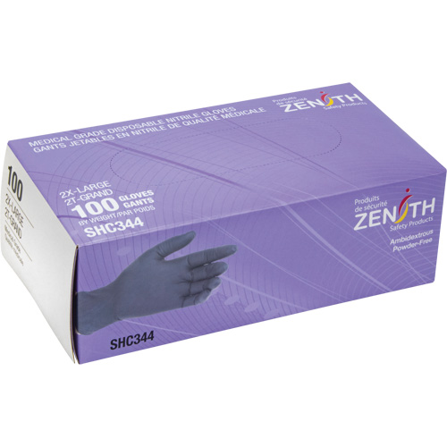 Gants jetables de calibre m&eacute;dical, 2T-Grand, Nitrile, 6 mils, Sans poudre, Noir, Classe 2 Equipex