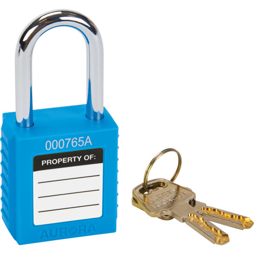 Verrouillage pour les consignations, Cadenas de s&eacute;curit&eacute;, Cl&eacute;s diff&eacute;rentes, Thermoplastique, Largeur de 1-1/2" Equipex
