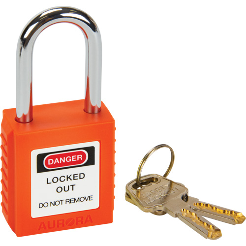 Verrouillage pour les consignations, Cadenas de s&eacute;curit&eacute;, Cl&eacute;s diff&eacute;rentes, Thermoplastique, Largeur de 1-1/2" Equipex