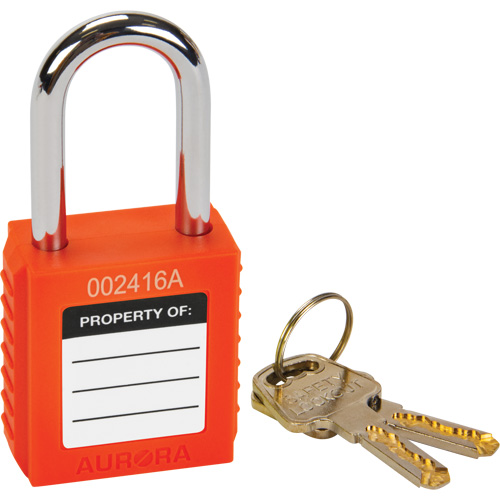 Verrouillage pour les consignations, Cadenas de s&eacute;curit&eacute;, Cl&eacute;s diff&eacute;rentes, Thermoplastique, Largeur de 1-1/2" Equipex