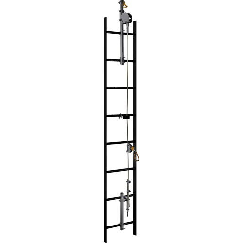 Syst&egrave;me de s&eacute;curit&eacute; verticale &agrave; c&acirc;ble Lad-Saf, Acier inoxydable Equipex