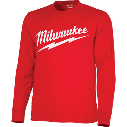 Chandail &agrave; manches longues tr&egrave;s r&eacute;sistant avec logo Milwaukee, Hommes, Petit, Rouge Equipex