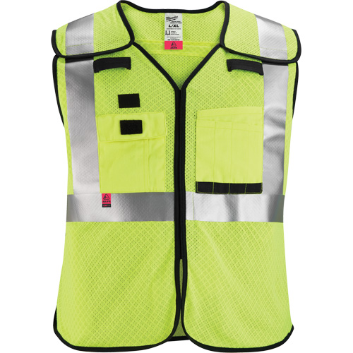 Gilet de s&eacute;curit&eacute; &agrave; maille d&eacute;tachable, Noir/Jaune lime haute visibilit&eacute;, Moyen/Petit Equipex