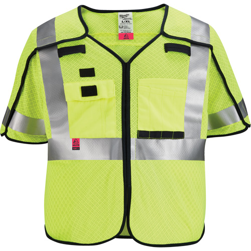 Breakaway Mesh Safety Vest, Black/High Visibility Lime-Yellow, Medium/Small Equipex