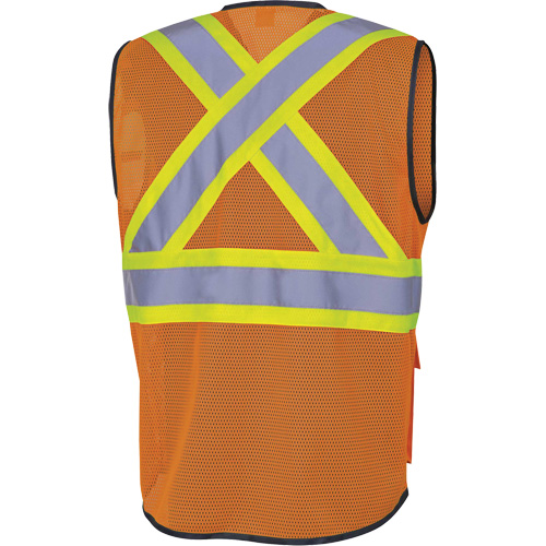 6960 Front Mesh Safety Vest, High Visibility Orange, Medium, Polyester Equipex