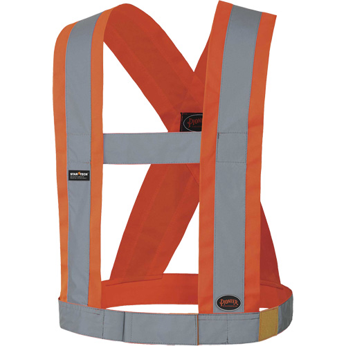 5490 Bretelles de s&eacute;curit&eacute; r&eacute;glable de 4" de large, R&eacute;pond ou surpasse la norme CSA Z96 classe 2 - niveau 2, Orange haute visibilit&eacute;, Couleur r&eacute;fl&eacute;chissante Argent, Taille unique Equipex