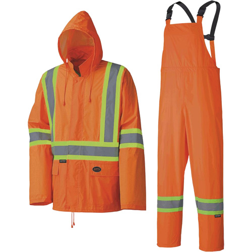 5598 Combinaison de pluie imperm&eacute;able et l&eacute;g&egrave;re, Polyester/PVC, Petit, Orange haute visibilit&eacute; Equipex