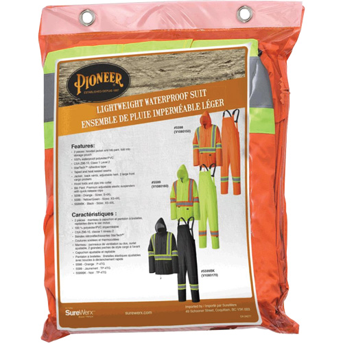 5598 Combinaison de pluie imperm&eacute;able et l&eacute;g&egrave;re, Polyester/PVC, Petit, Orange haute visibilit&eacute; Equipex